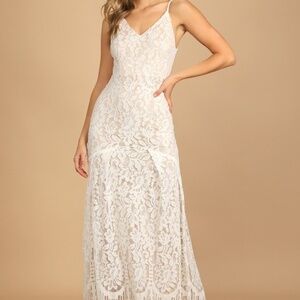 Lulus Flynn White Lace Maxi Dress - Size XXS